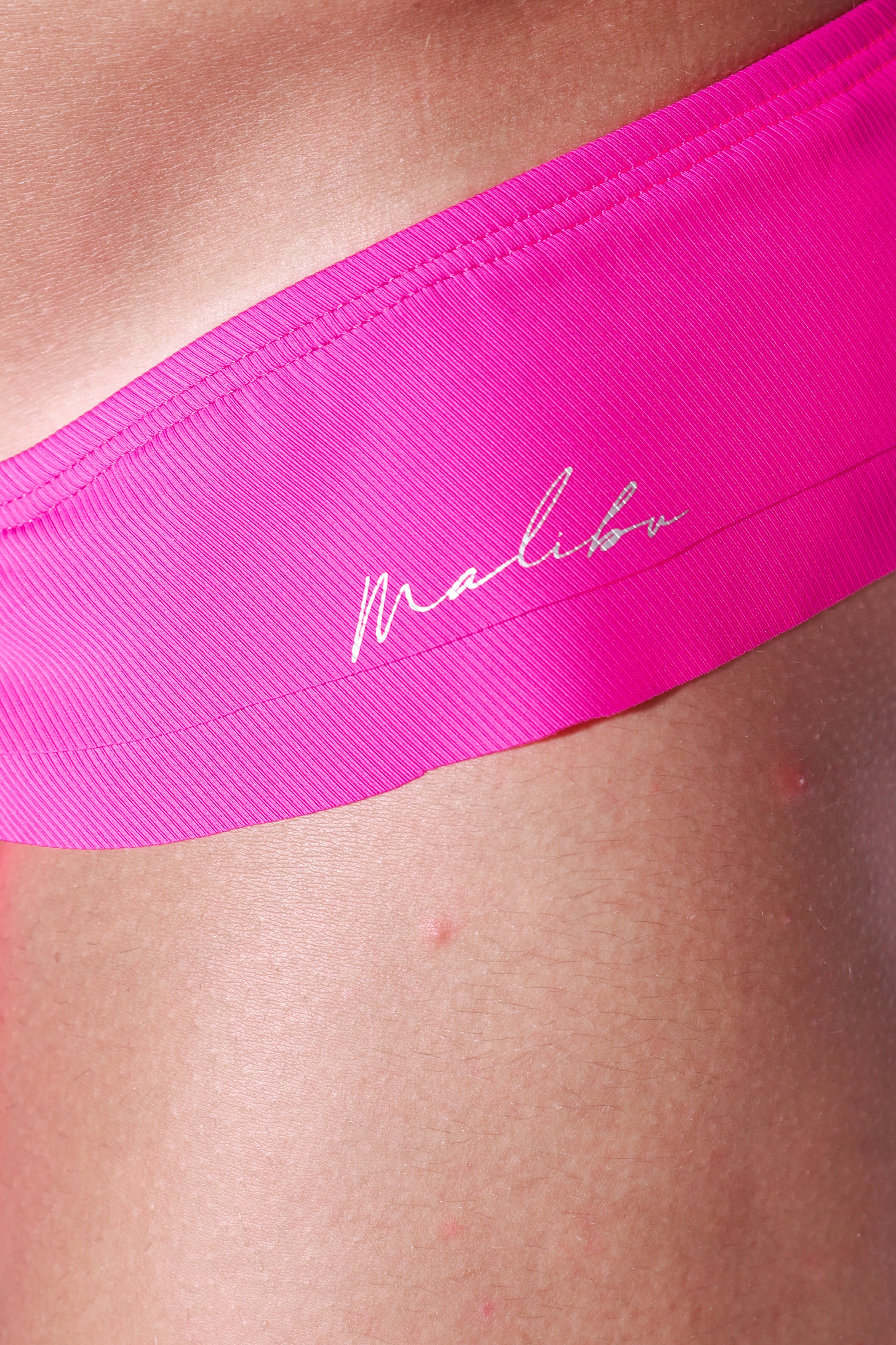 JJ Malibu Ruffle-Trim Athletic Hybrid Swim Thong - Hot Pink - DealByEthan.gay loves JJ Malibu