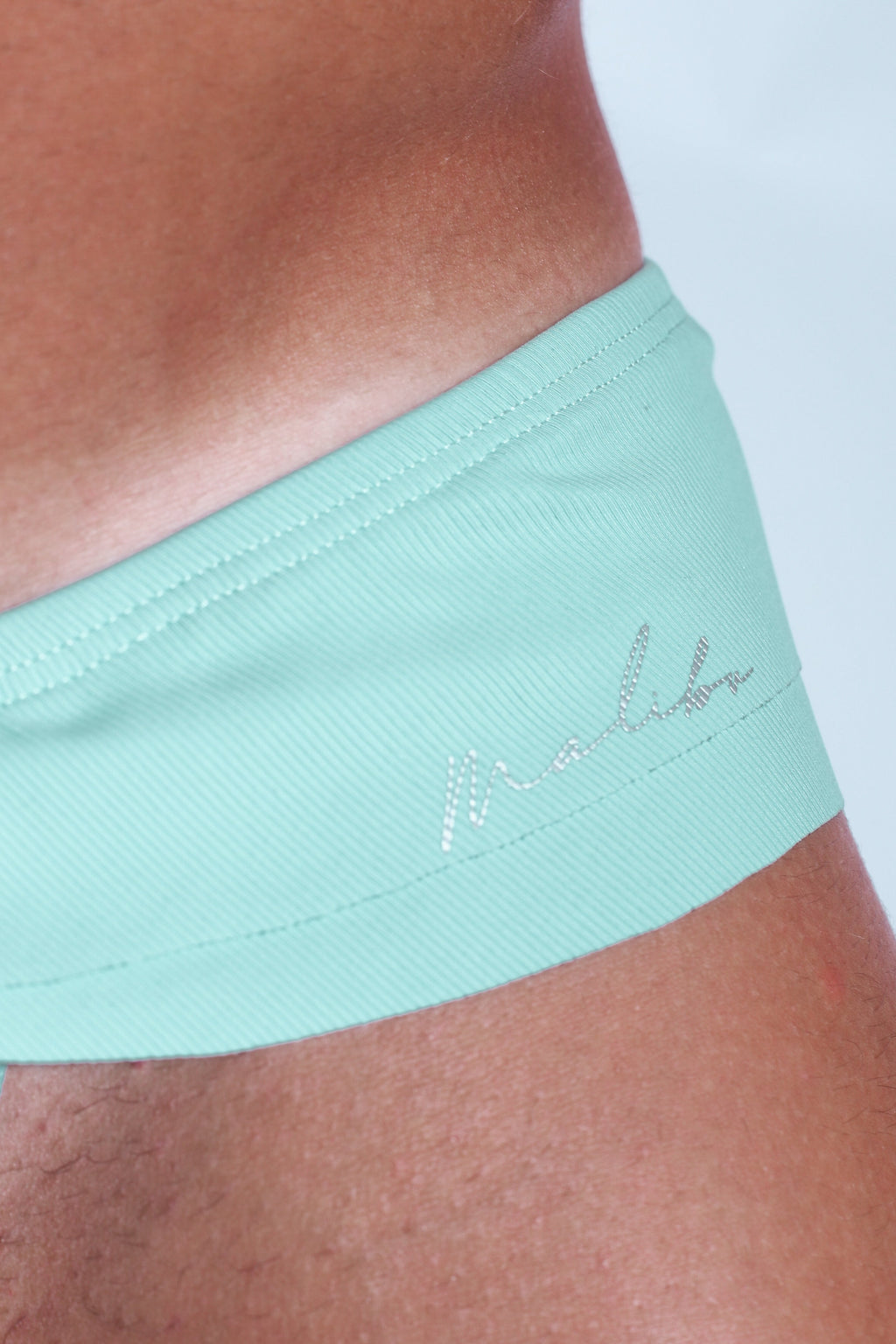 JJ Malibu Ruffle-Trim Athletic Hybrid Swim Thong - Light Aqua - DealByEthan.gay loves JJ Malibu