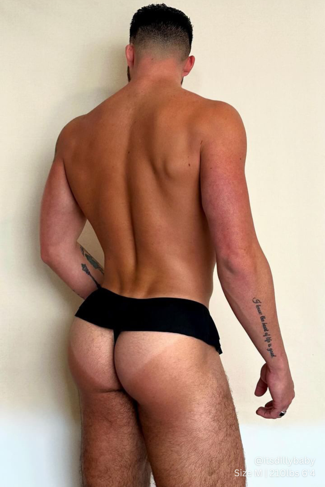 JJ Malibu Ruffle-Trim Athletic Hybrid Swim Thong - Midnight Black - DealByEthan.gay loves JJ Malibu