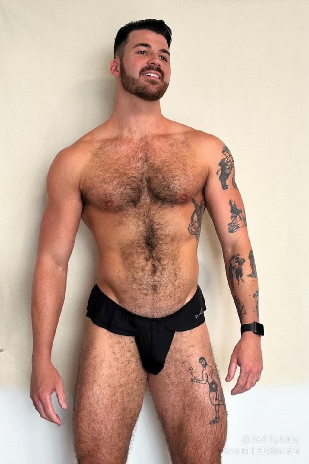 JJ Malibu Ruffle-Trim Athletic Hybrid Swim Thong - Midnight Black - DealByEthan.gay loves JJ Malibu