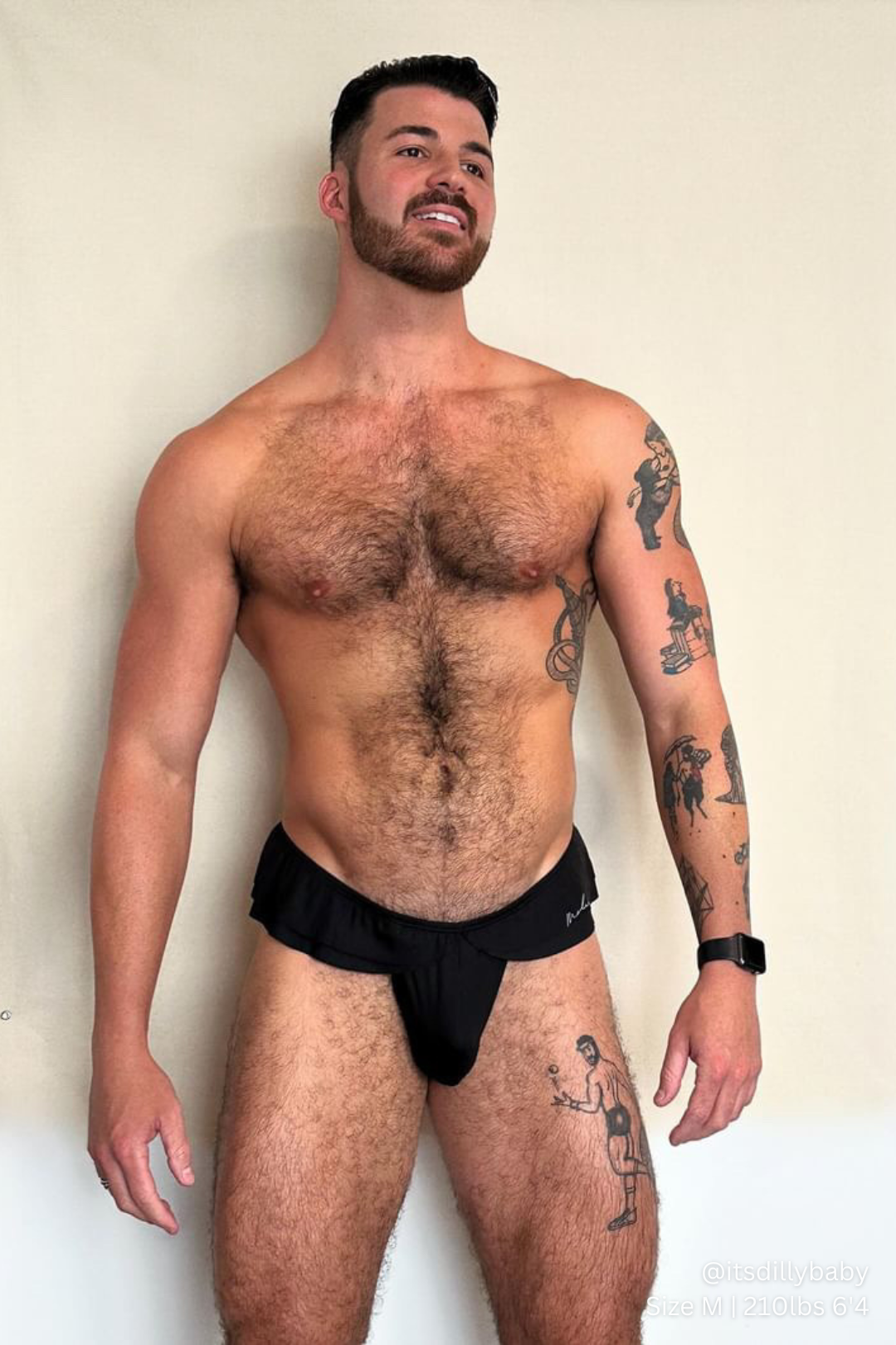 JJ Malibu Ruffle-Trim Athletic Hybrid Swim Thong - Midnight Black - DealByEthan.gay loves JJ Malibu