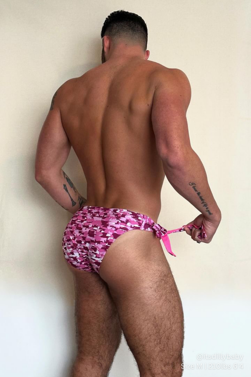 JJ Malibu Side-Tie Swim Briefs - Reversible-Pink/Camo - DealByEthan.gay loves JJ Malibu