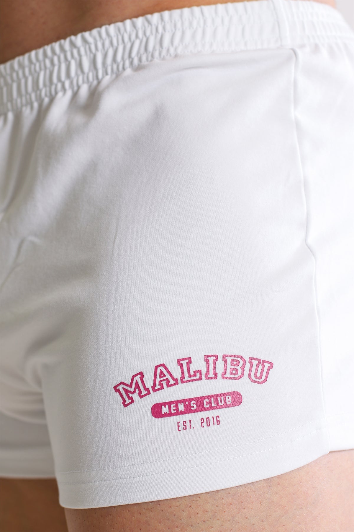 JJ Malibu Varsity 2" Short Shorts with Zipper Pocket  - White - DealByEthan.gay loves JJ Malibu