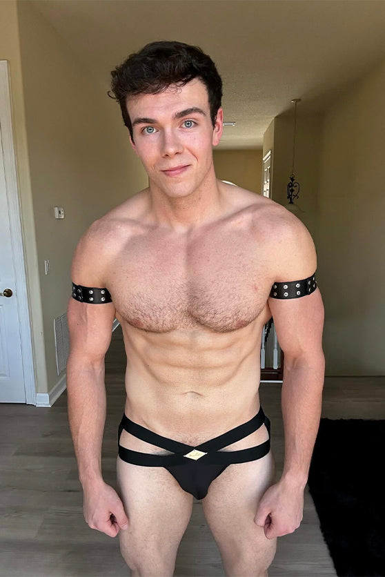JJ Malibu Vegan Leather Studded Arm Bands - Black - DealByEthan.gay loves JJ Malibu