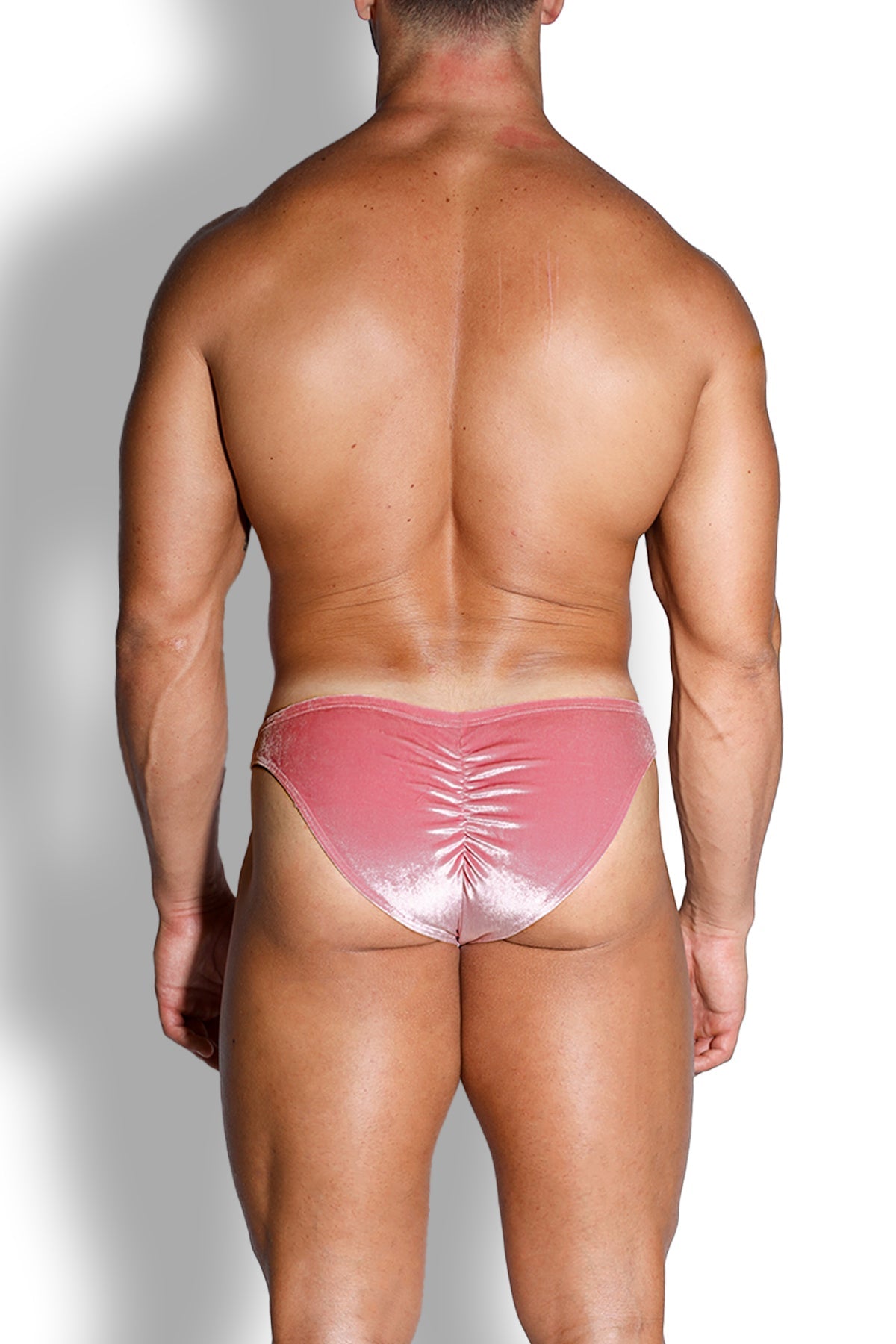 JJ Malibu Velvety Scrunch-Butt Bikini Briefs - Pink Opal - DealByEthan.gay loves JJ Malibu