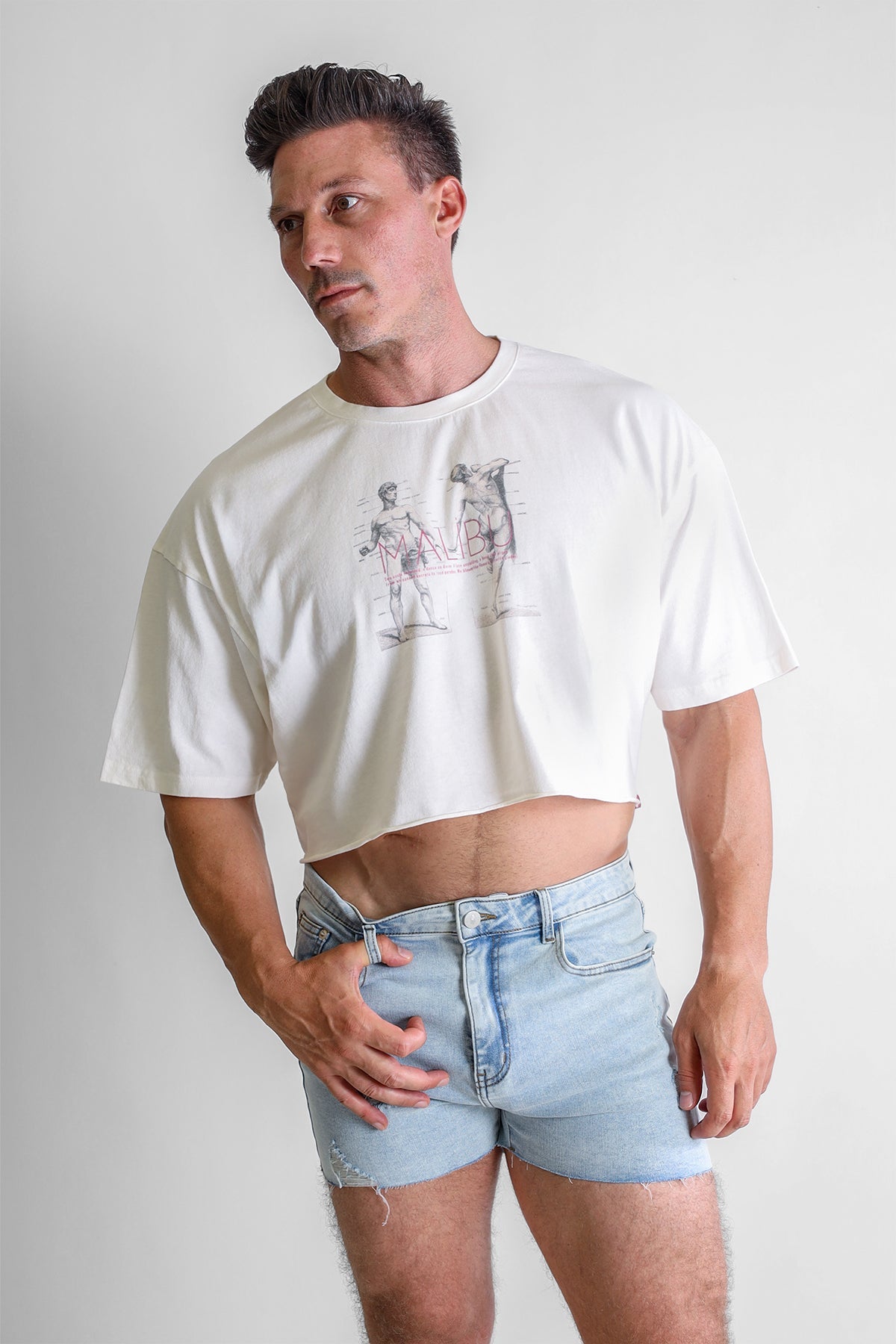 JJ Malibu Vintage-Washed Drop-Shoulder Crop Tee - Anatomy - DealByEthan.gay loves JJ Malibu