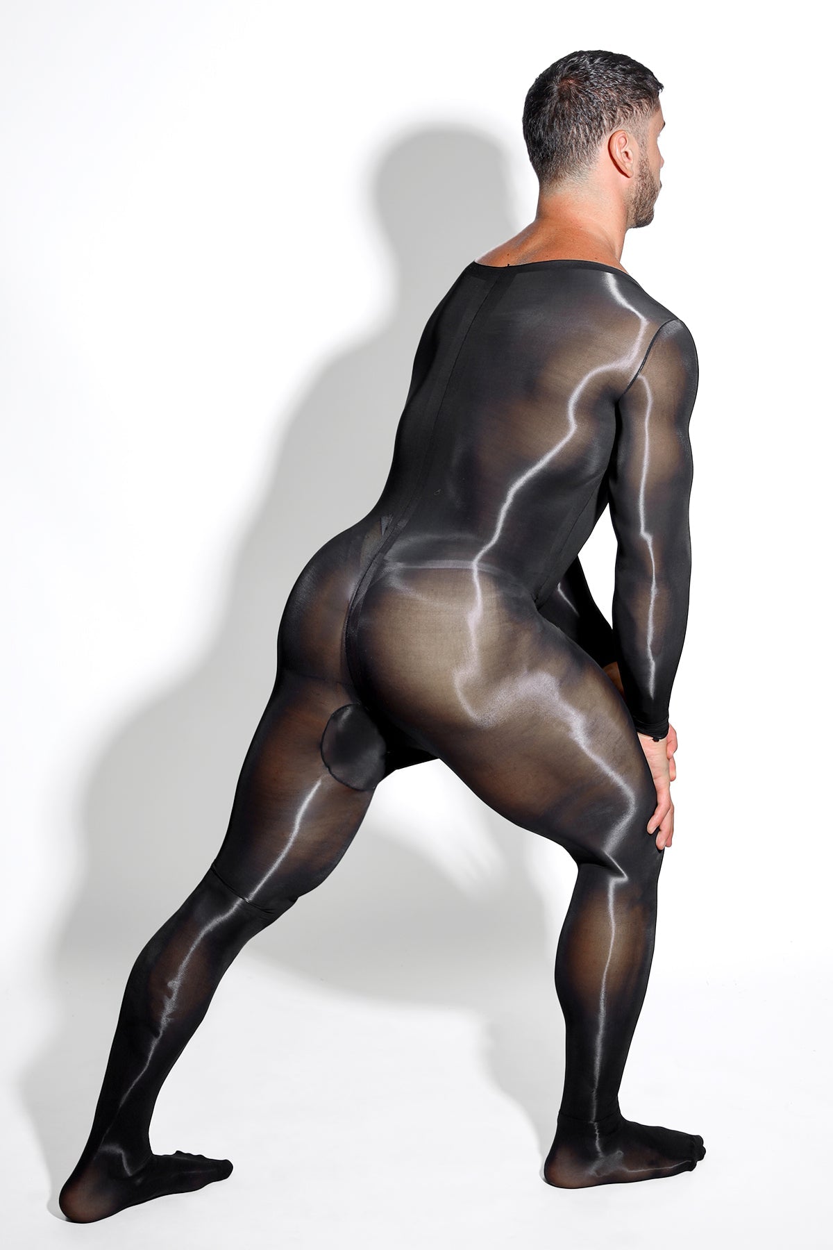 JJ Malibu Men's Sheer Mesh Onesie Bodysuit with Hollow Crotch Cutout