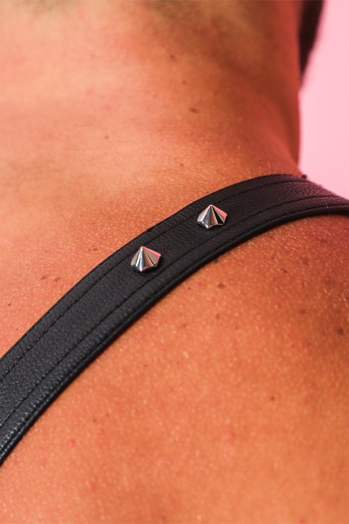 Vegan Leather Chest Harness w/ Cock Ring Suspenders