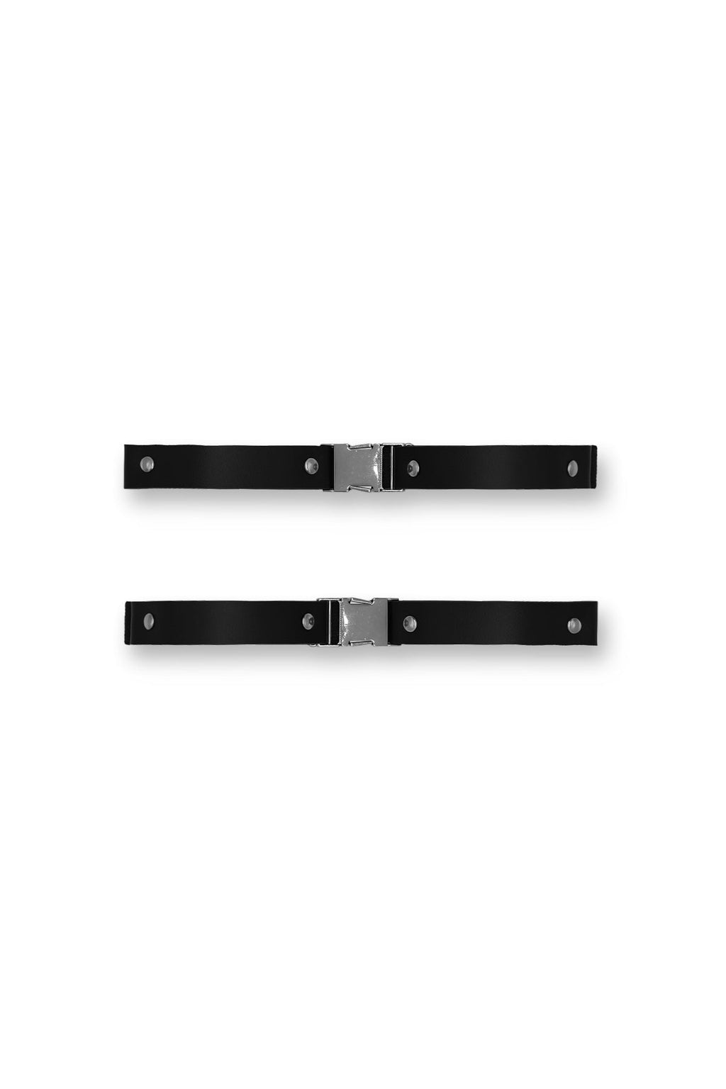 Vegan Leather Snap Buckle Leg Bands - Black