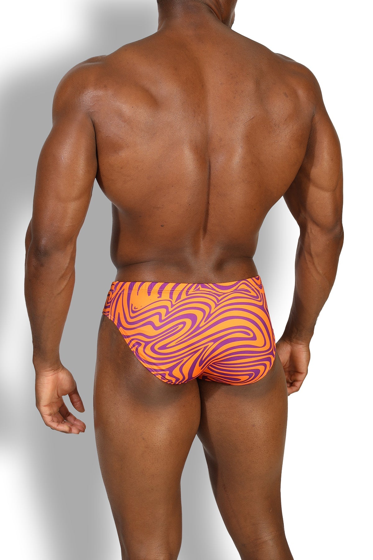 Wet-N-Wild Swim Briefs - Orange w/ Purple Swirls