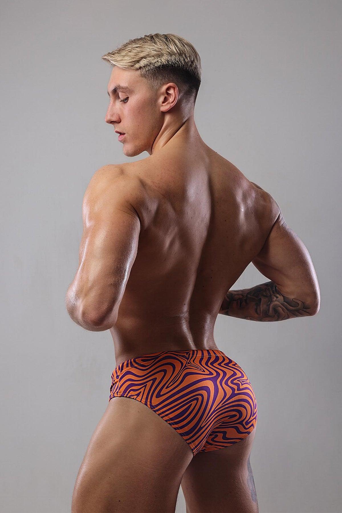 Wet-N-Wild Swim Briefs - Orange w/ Purple Swirls