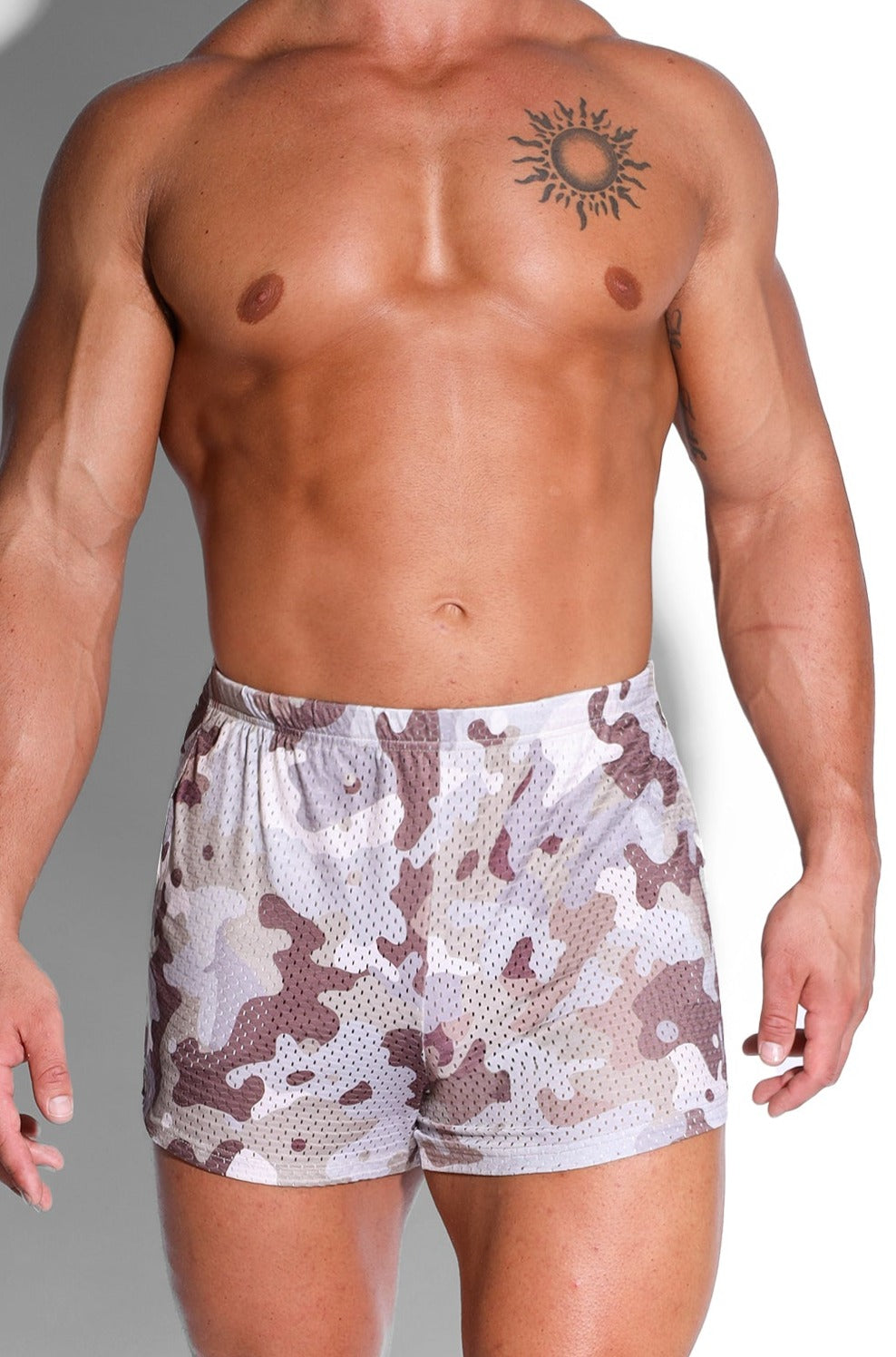 Festival 3" Jersey Mesh Kurze Shorts - Khaki Camouflage