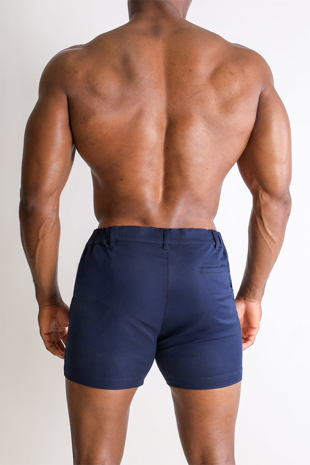 JJ Malibu Men's Muscle-fit Men's 4'' Stretchy Chino Shorts - Navy