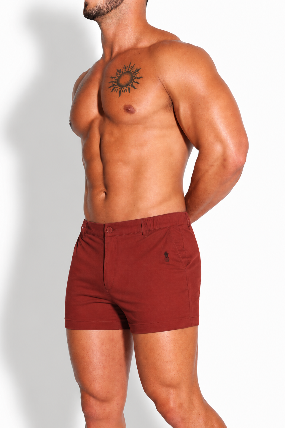 JJ Malibu Men's Muscle-fit Men's 2.5'' Stretchy Chino Shorts - Copper