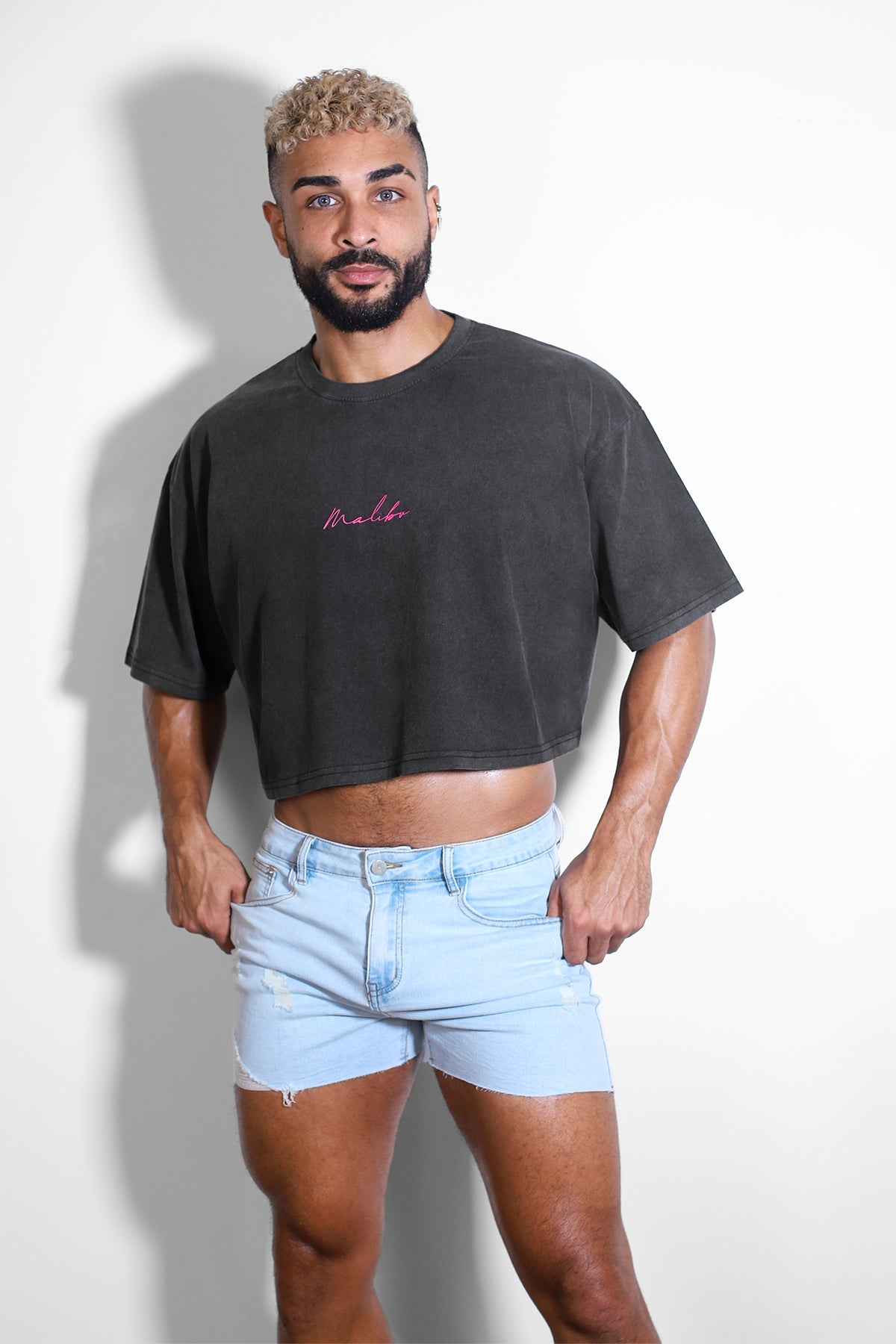 Eyes-Wide-Open Vintage Wash Oversized Crop Top - Malibu Signature