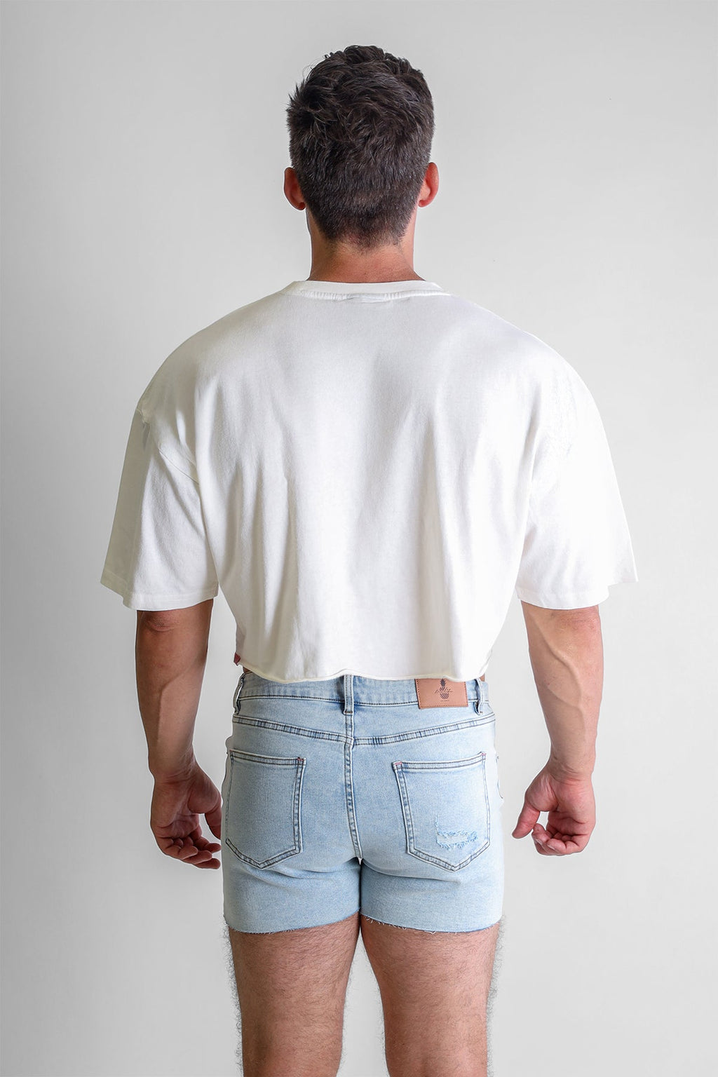 JJ Malibu Men's Vintage-Washed Drop-Shoulder Crop Tee - Anatomy