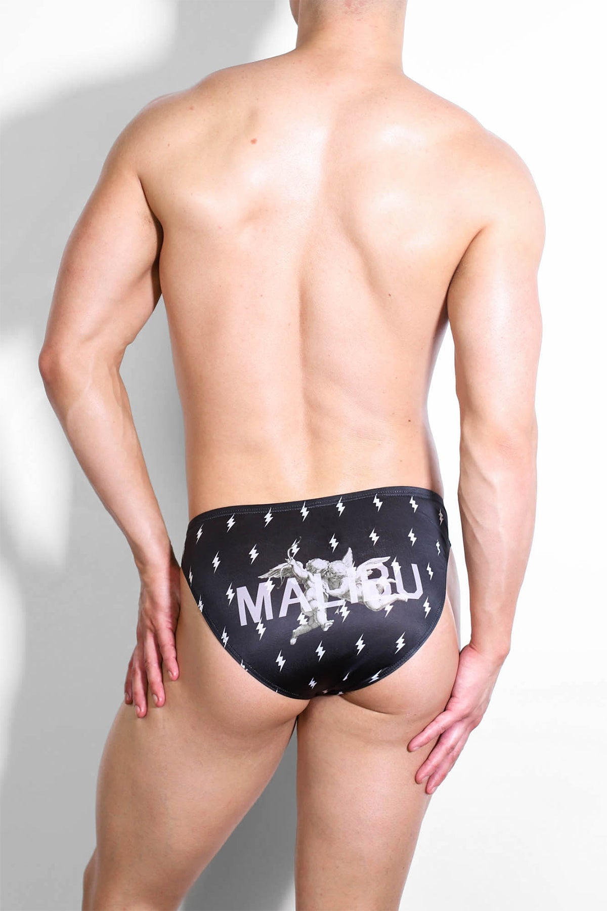 Men's Slimmer Bulge Briefs - Black Lightning Bolt