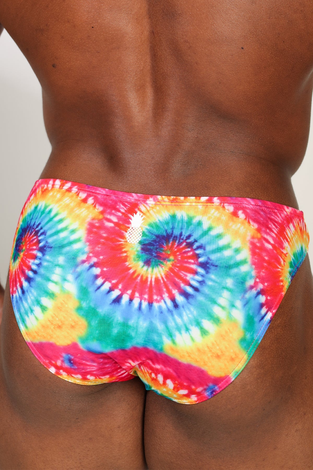 JJ Malibu Men's Slimmer Bulge Briefs - Rainbow Tie Dye