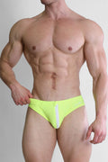 JJ Malibu Men's Unzip Me Swim Briefs - Neon Yellow