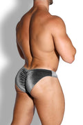 JJ Malibu Men's Velvety Scrunch-Butt Bikini Briefs - Fossil Grey