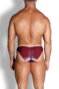 JJ Malibu Men's Velvety Scrunch-Butt Bikini Briefs - Maroon