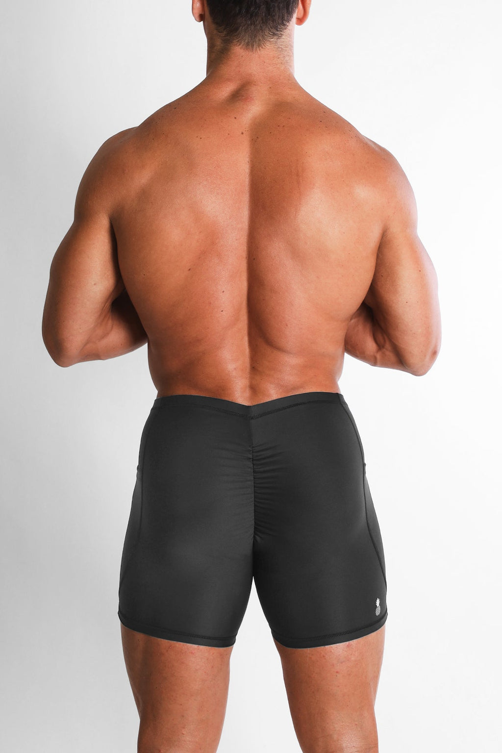 JJ Malibu Men's Lustrous Scrunch-Butt 4.5" Bike Shorts - Onyx Black