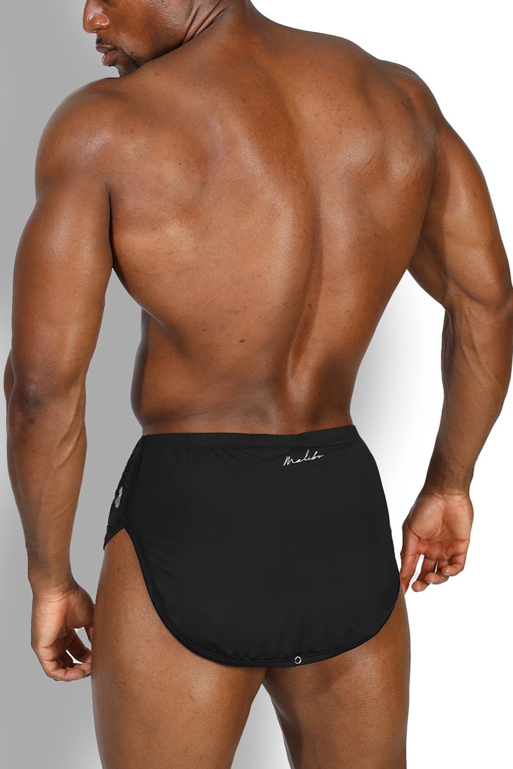 JJ Malibu Men's Cool-Dri 2-in-1 Shorts with Thong Lining - Midnight Black