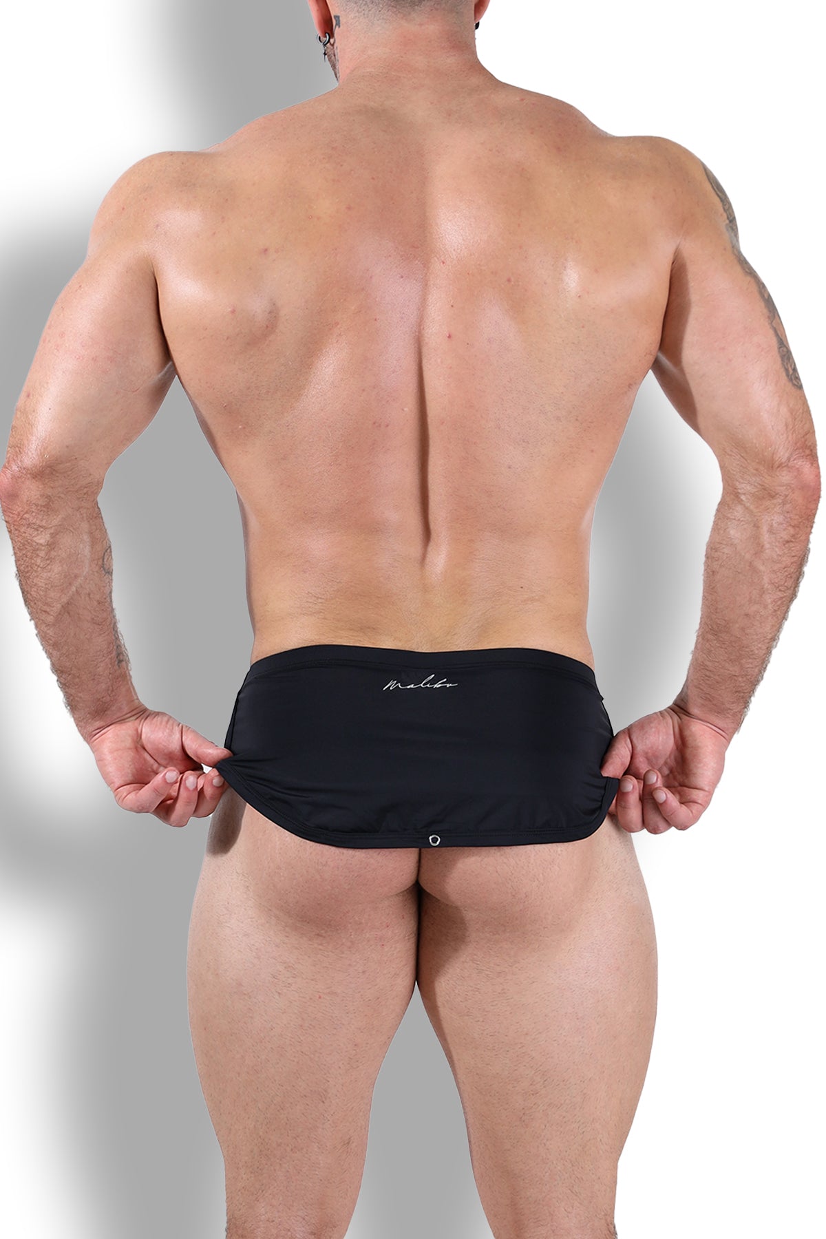 JJ Malibu Men's Cool-Dri 2-in-1 Shorts with Thong Lining - Midnight Black