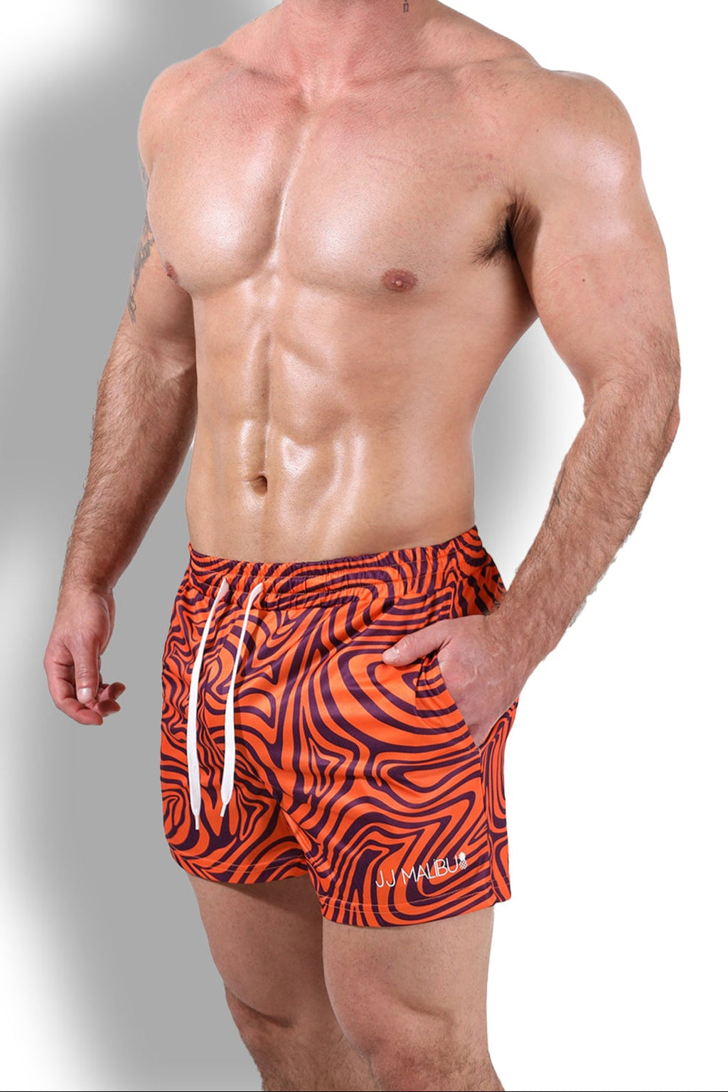 Pantalones cortos de malla de secado rápido JJ Malibu - Naranja Groovy