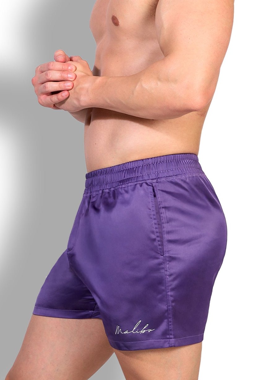 JJ Malibu Men's ShimmerFlex Active Shorts - Plum