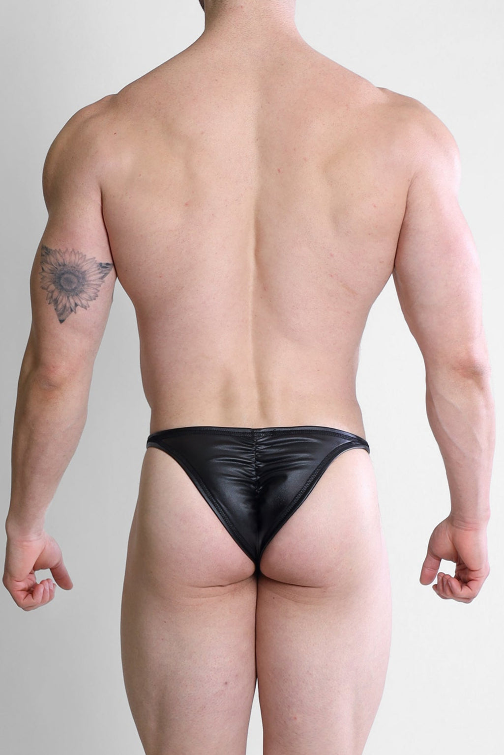 Soft Vegan Leather Scrunch Butt Briefs - Black Liquorice