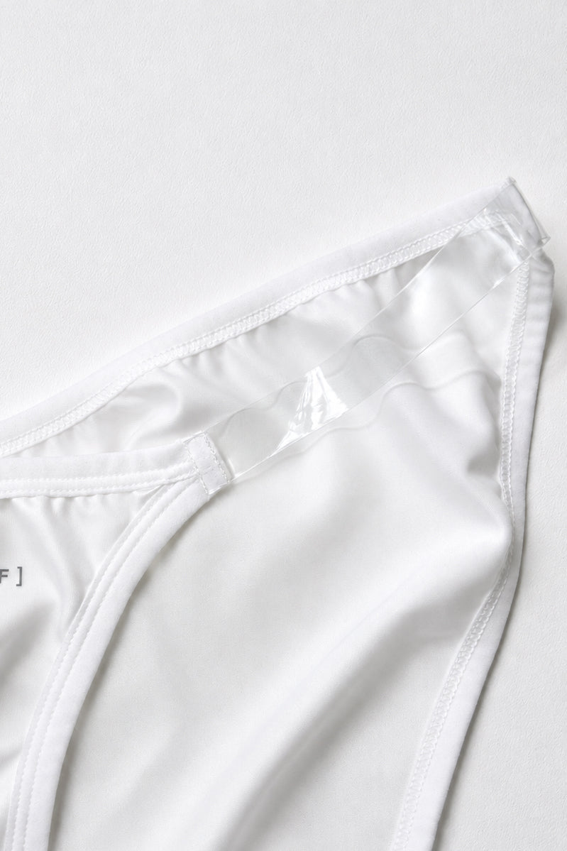 JJ Malibu Men's Clear Side Satin Briefs - Ivory