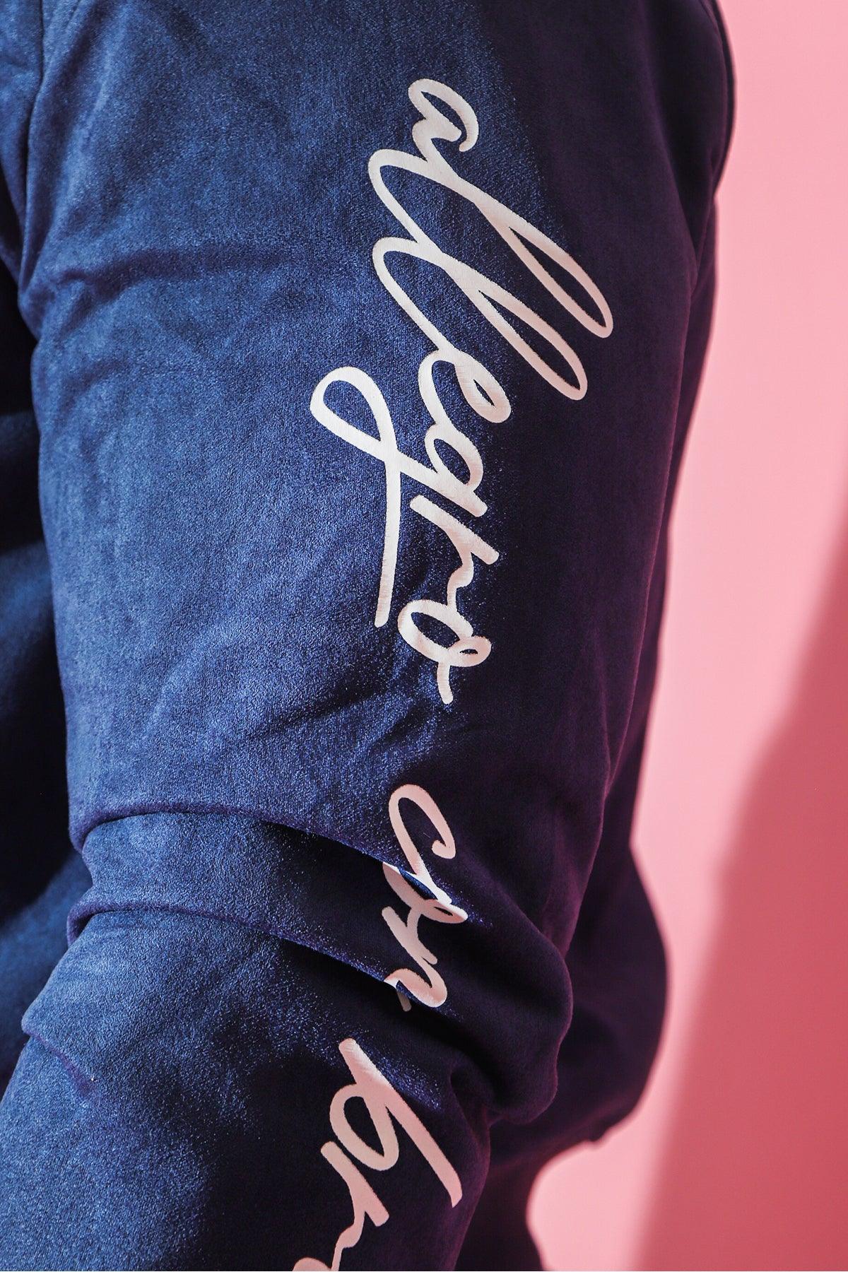 JJ Malibu Kurze Bomberjacke aus Wildleder - Marineblau