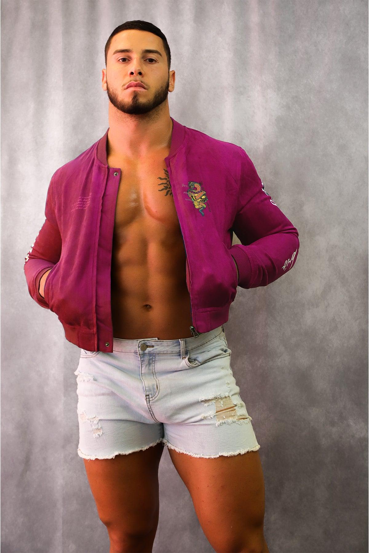 JJ Malibu Kurze Bomberjacke aus Wildleder - Magenta