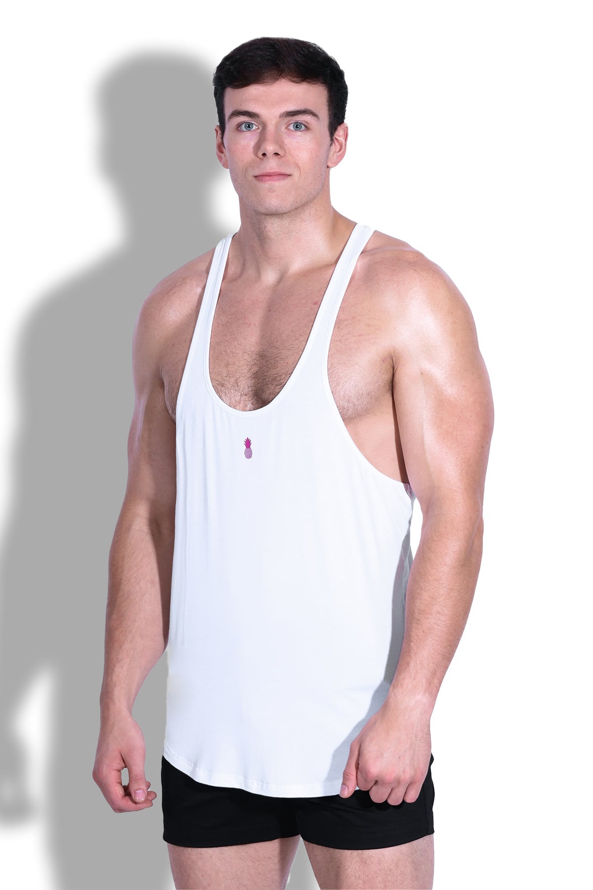 Men's Muscle Stringer - White Salt