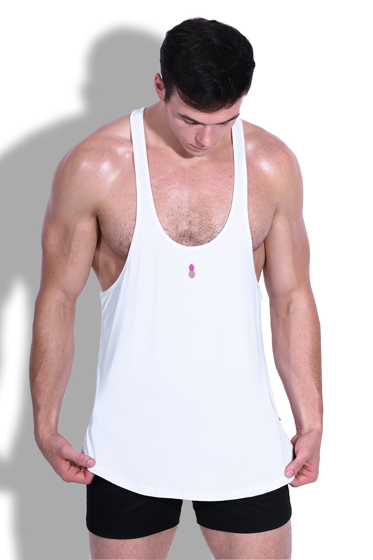 Men's Muscle Stringer - White Salt