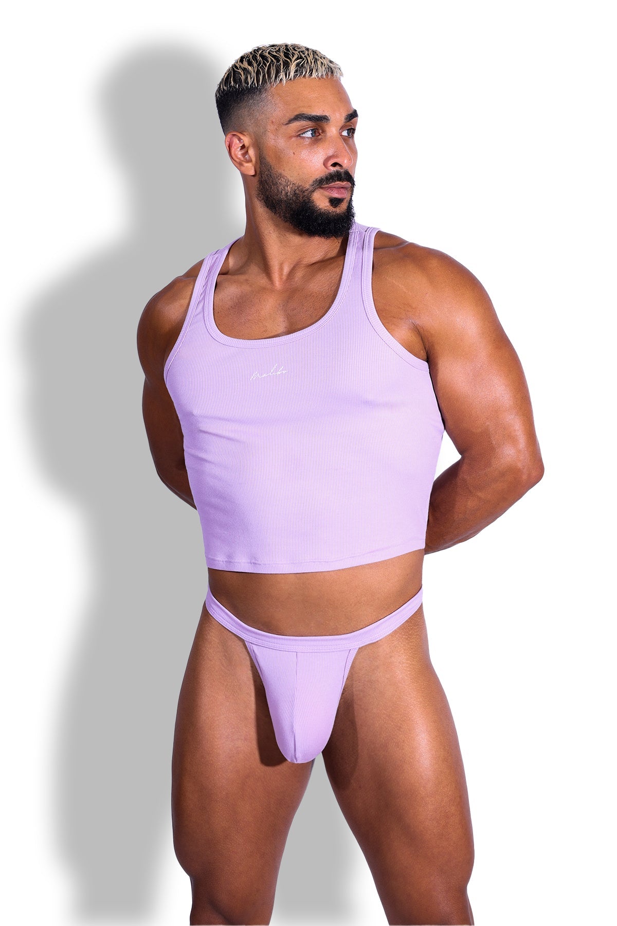 Camiseta corta de canalé Dreamy Muscle Fit - Lavanda