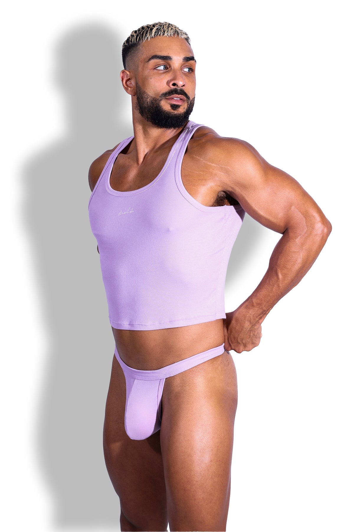 Geripptes Crop-Top „Dreamy Muscle Fit“ - Lavendel