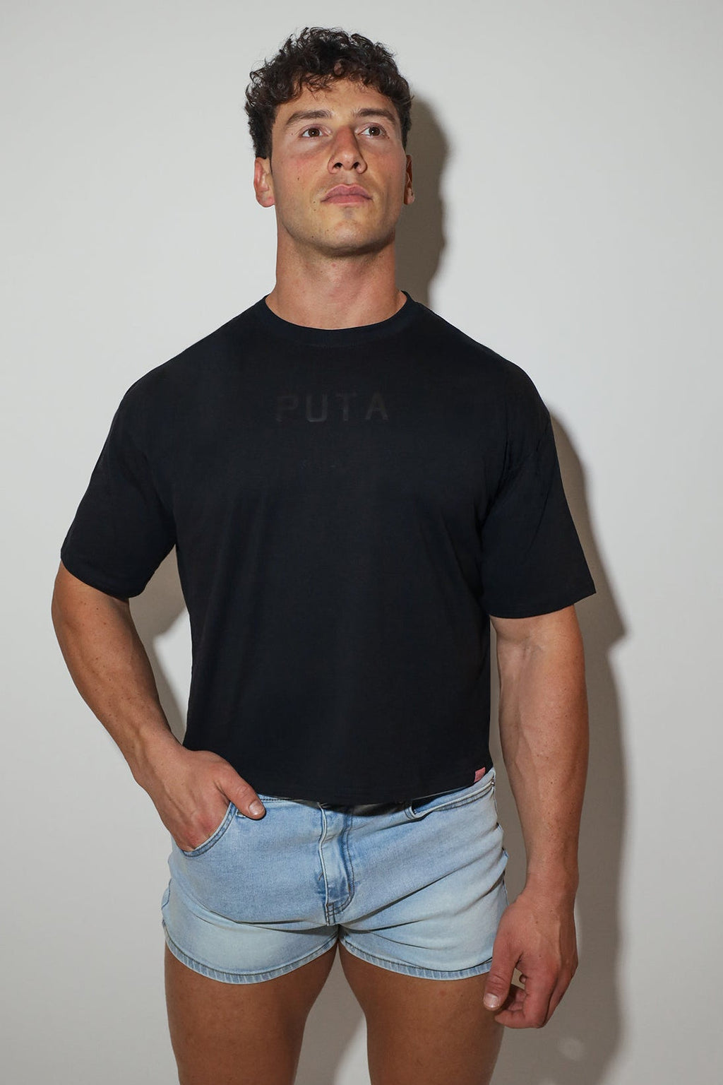 JJ Malibu Men's Oversized Relaxed Crop Top - Puta