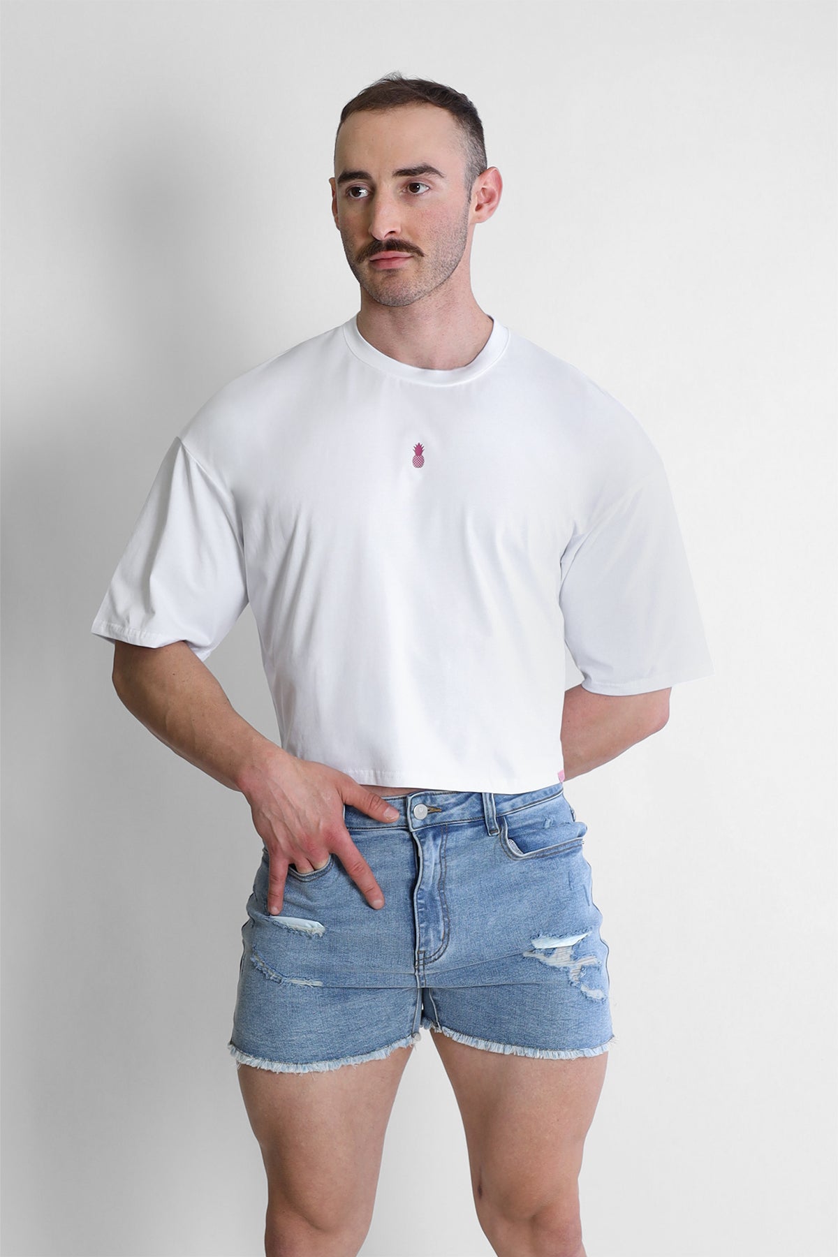 Oversize-Crop-Top mit lockerem Schnitt - Weiß