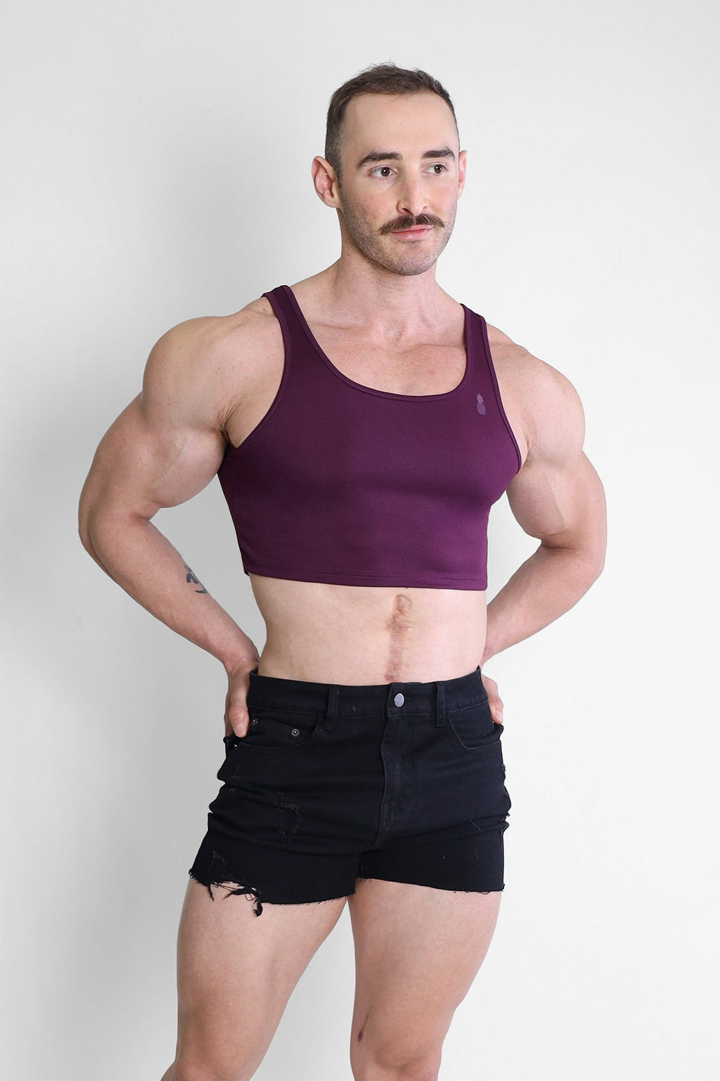 JJ Malibu Men's JJ Dry-Cool Crop Tank Top- Purple