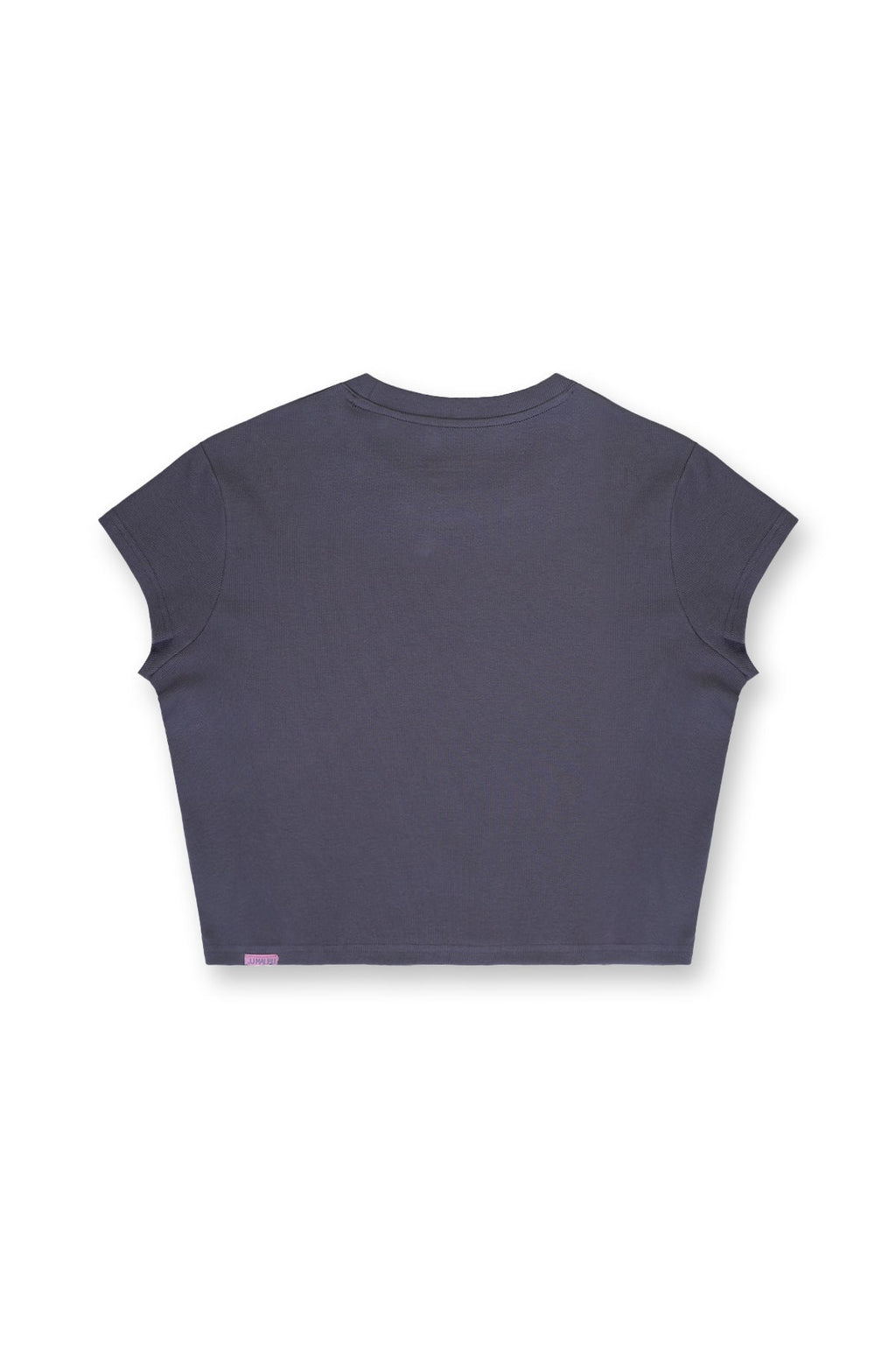 JJ Malibu Rippstrick-Crop-Top mit Flügelärmeln – Sturmgrau