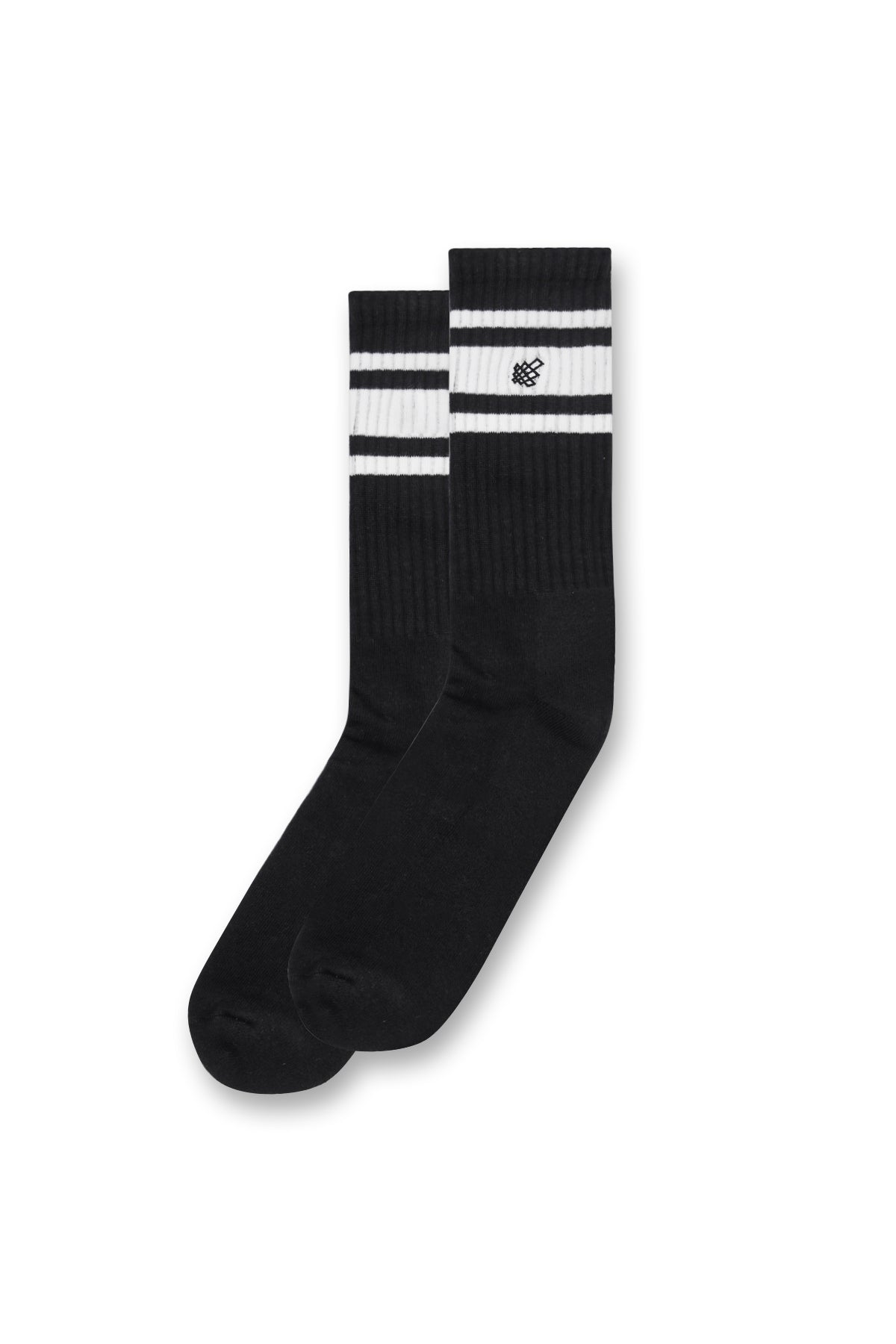 Men's Striped Crew Socks - Black