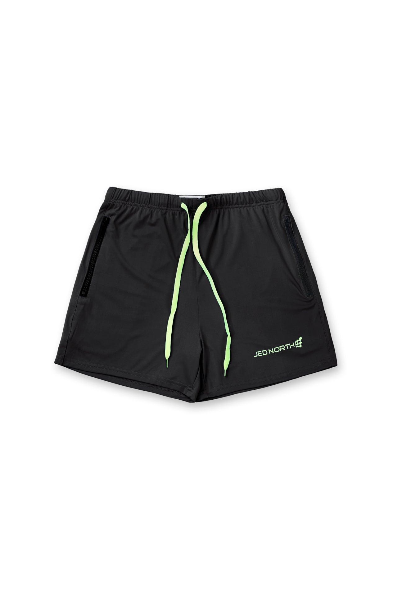 Jed North Agile Bodybuilding-Shorts, 10,2 cm, mit Reißverschlusstaschen, Schwarz