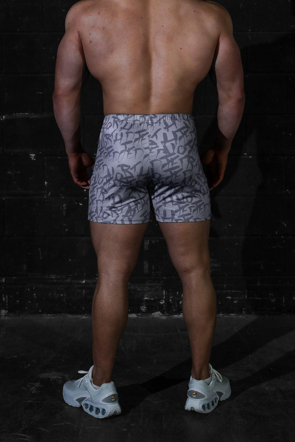 Jed North Men's Agile Bodybuilding 4'' Shorts w Zipper Pockets - Gray Graffiti