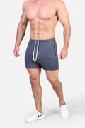 Jed North Men's Agile Bodybuilding 4'' Shorts w Zipper Pockets - Gray Integrity