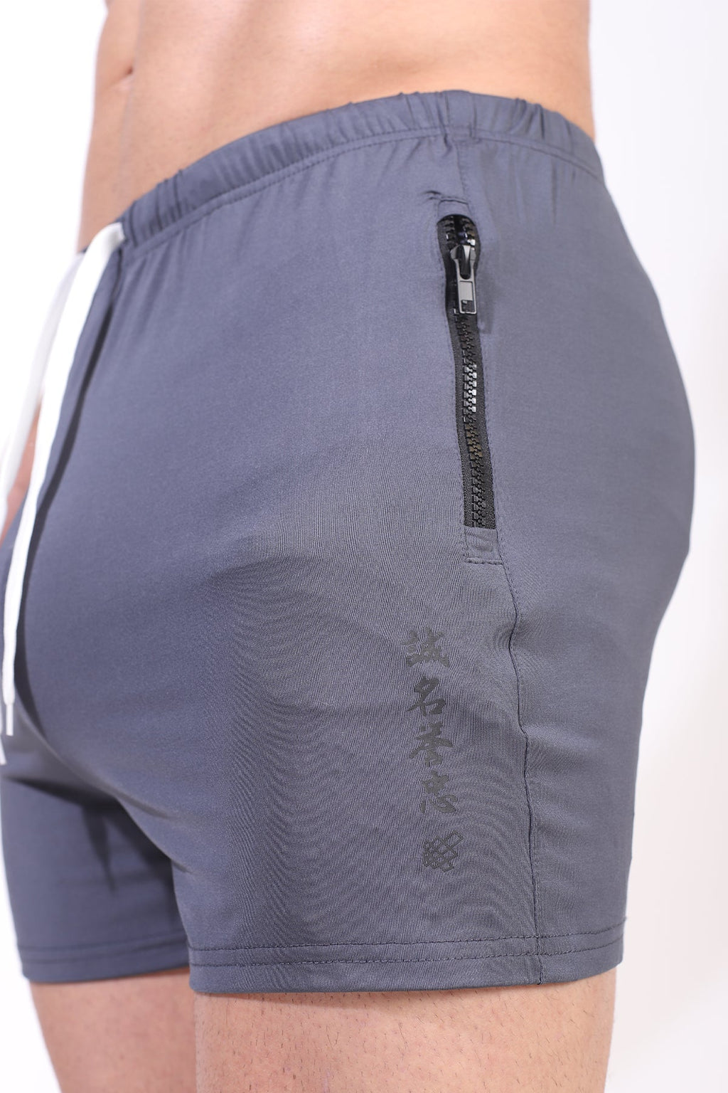 Jed North Men's Agile Bodybuilding 4'' Shorts w Zipper Pockets - Gray Integrity