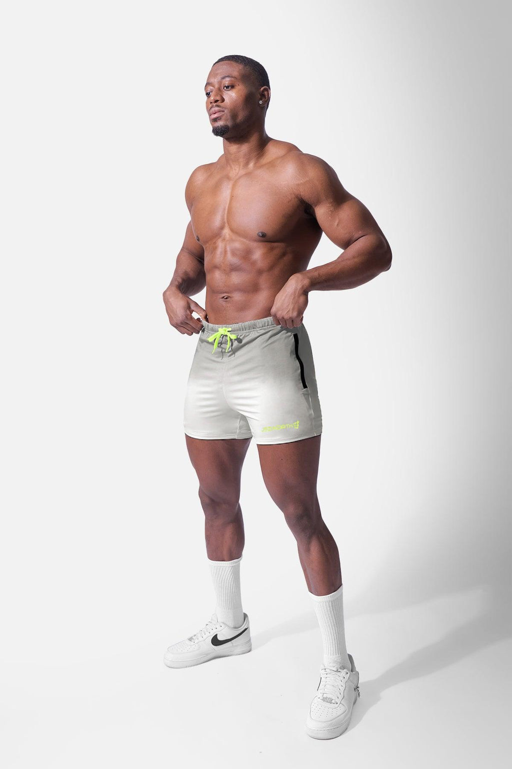 Jed North Men's Agile Bodybuilding 4'' Shorts w Zipper Pockets - OmbrÃ© Gray