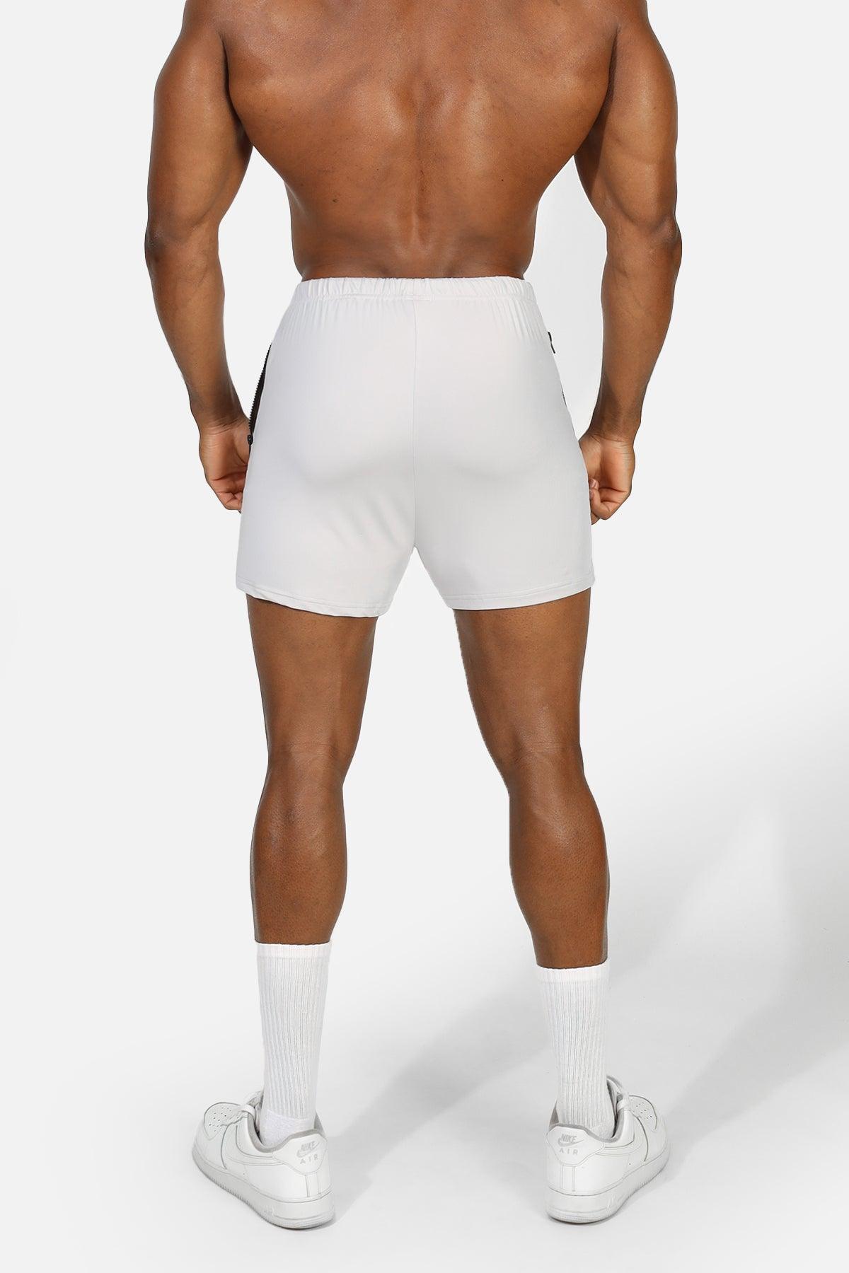Jed North Men's Agile Bodybuilding 4'' Shorts w Zipper Pockets - Platinum Gray