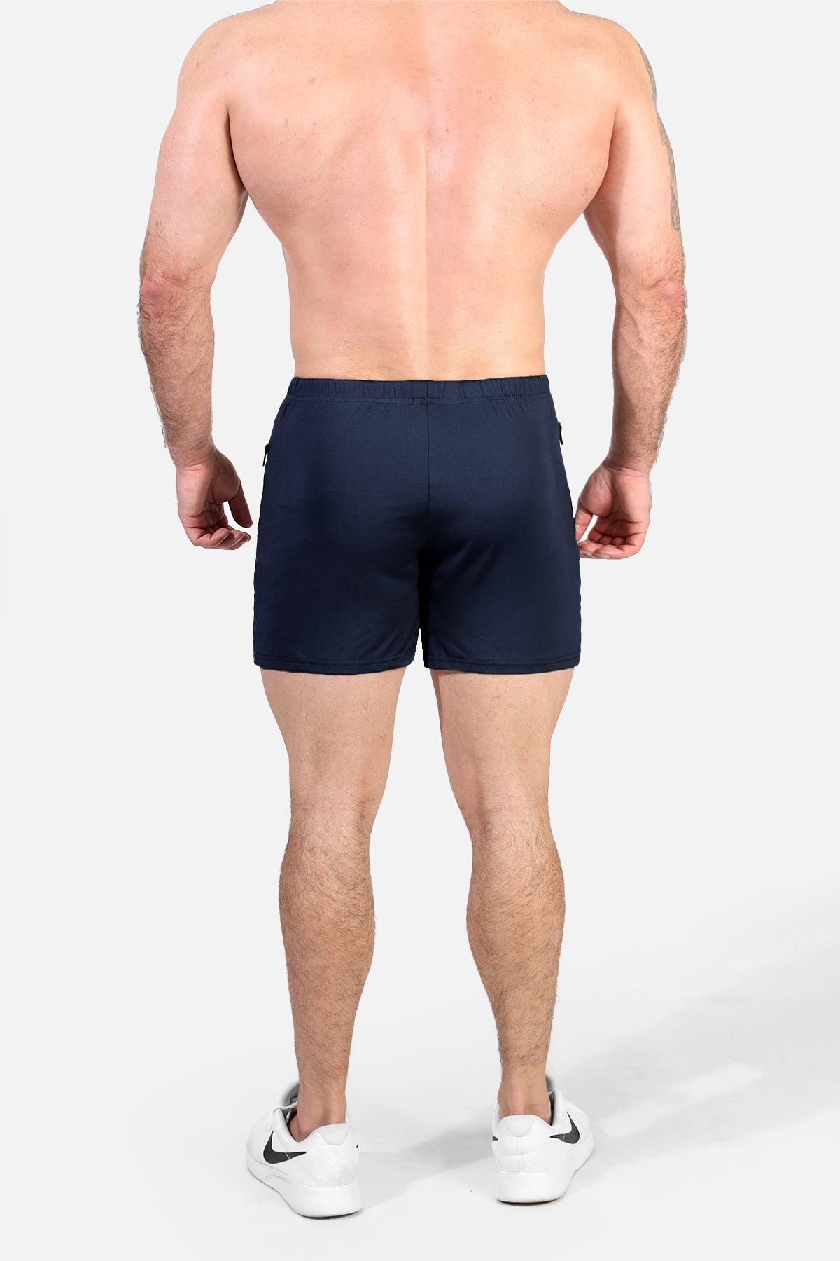 Jed North Men's Agile Bodybuilding 4'' Shorts w Zipper Pockets -  Navy Integrity